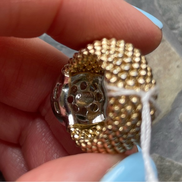 Aquamarine/Diamond S925 Italy gold tone ring - Picture 9 of 15